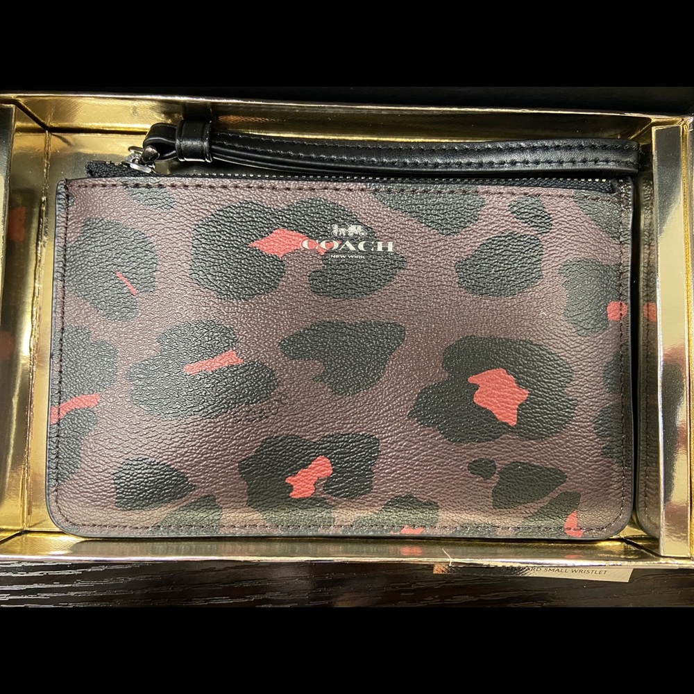 Leopard print wristlet